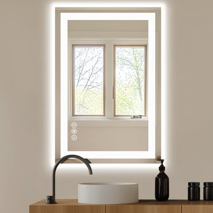 24" Clear Lighted Frameless Bathroom Vanity Mirror