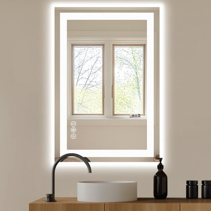 24" Clear Lighted Frameless Bathroom Vanity Mirror