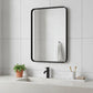 30" Black Metal Floating Framed Bathroom Vanity Mirror