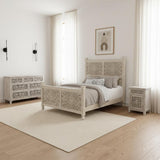 Three Piece White Solid Wood Bedroom Set