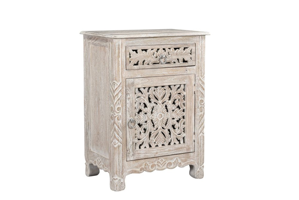 Three Piece White Solid Wood Bedroom Set