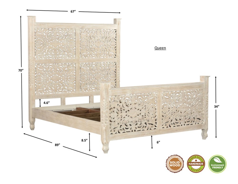 Three Piece White Solid Wood Bedroom Set