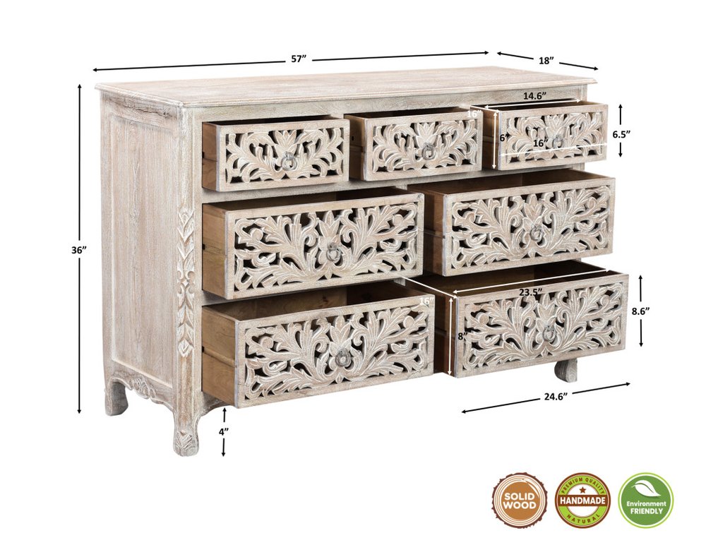 Three Piece White Solid Wood Bedroom Set