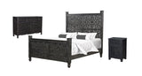 Three Piece Black Solid Wood Bedroom Set