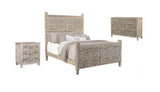Three Piece Gray Solid Wood Bedroom Set