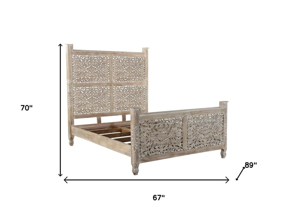 Three Piece Gray Solid Wood Bedroom Set