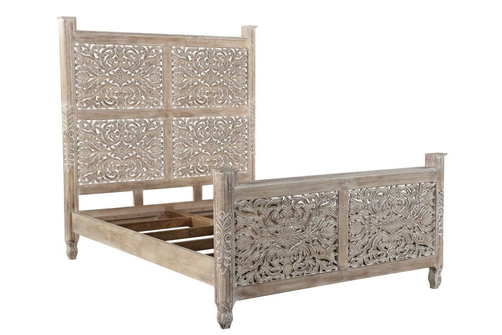 Three Piece Gray Solid Wood Bedroom Set
