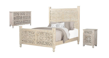 Three Piece White Solid Wood Bedroom Set