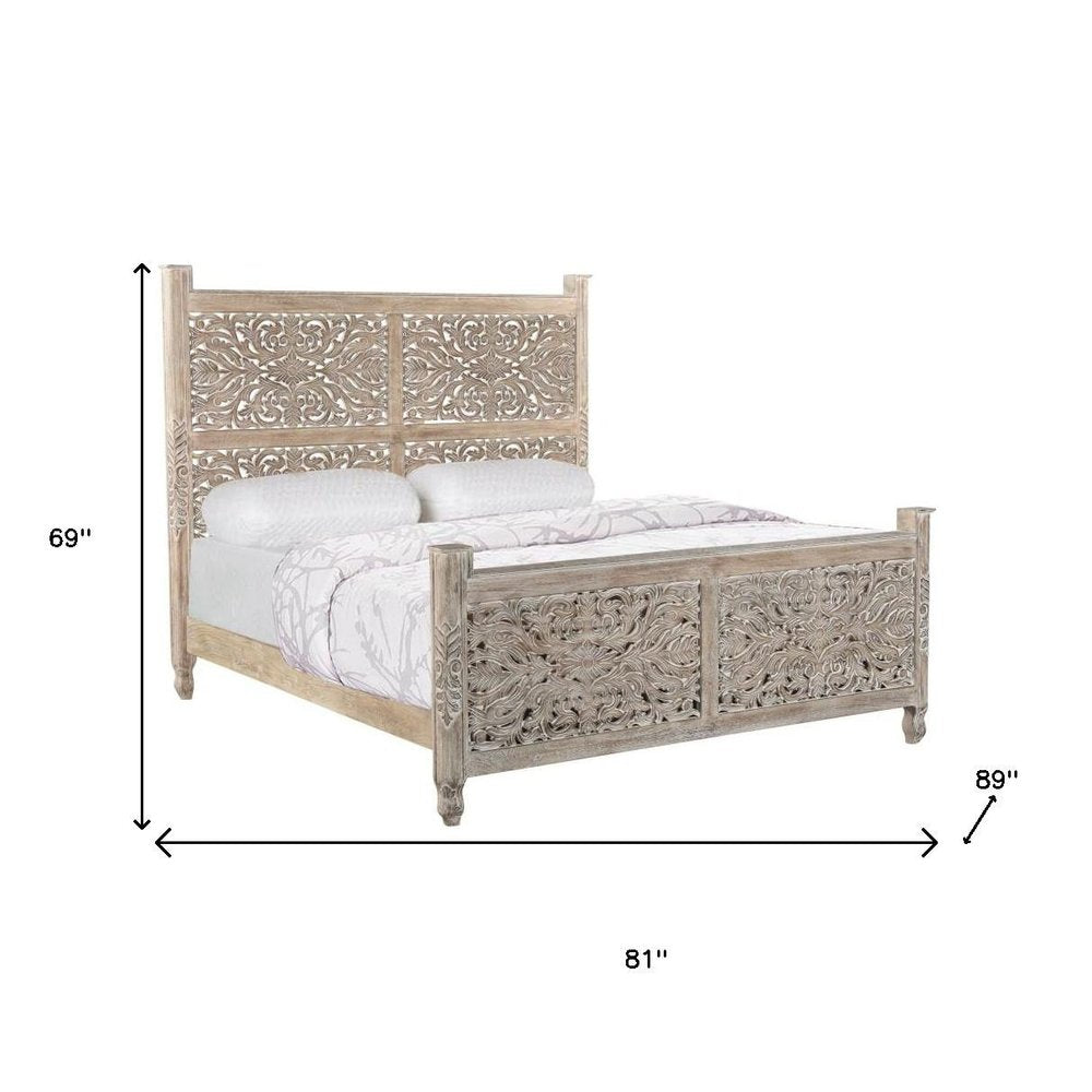 Three Piece Gray Solid Wood Bedroom Set