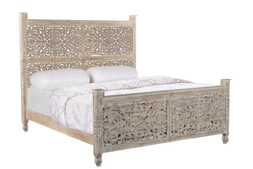 Three Piece Gray Solid Wood Bedroom Set