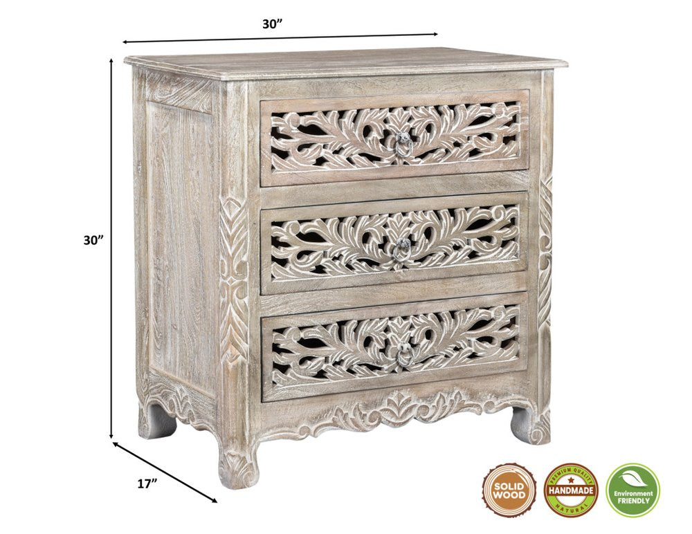 Three Piece Gray Solid Wood Bedroom Set