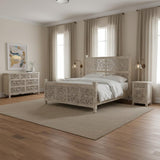 Three Piece Gray Solid Wood Bedroom Set