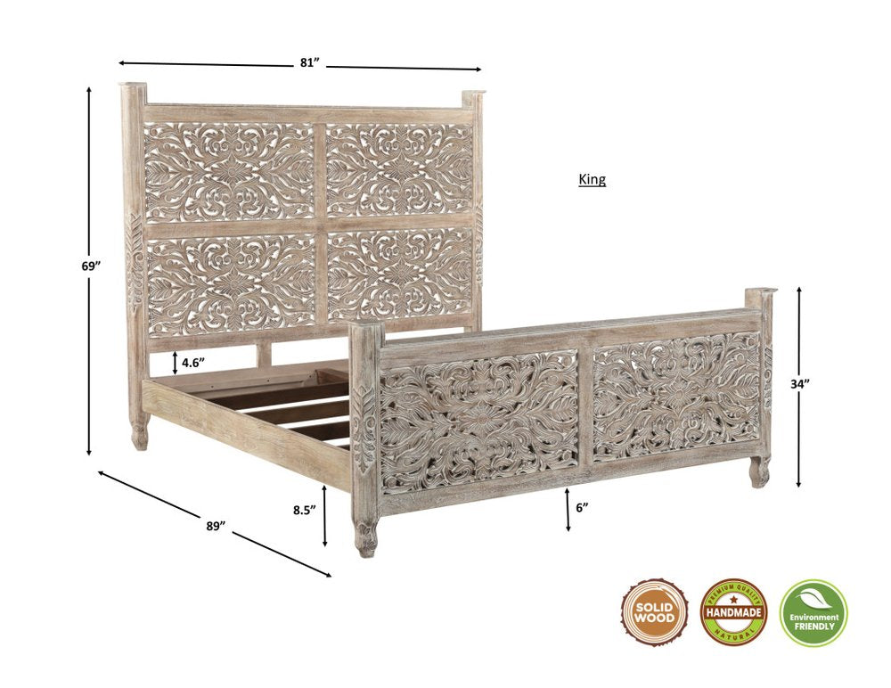 Three Piece Gray Solid Wood Bedroom Set