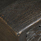 52" Black Distressed Solid Wood Carved Floral Storage Ottoman