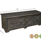 52" Black Distressed Solid Wood Carved Floral Storage Ottoman