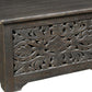 52" Black Distressed Solid Wood Carved Floral Storage Ottoman