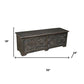 52" Black Distressed Solid Wood Carved Floral Storage Ottoman