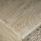 52" Gray Distressed Solid Wood Carved Floral Storage Ottoman