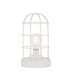 10" White Battery Operated Lamp With Cage Cylinder Shade