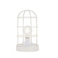 10" White Battery Operated Lamp With Cage Cylinder Shade