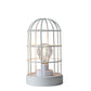 10" White Battery Operated Lamp With Cage Cylinder Shade