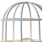 10" White Battery Operated Lamp With Cage Cylinder Shade