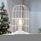 10" White Battery Operated Lamp With Cage Cylinder Shade