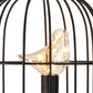 12" Black Battery Operated Round Lamp With Bird Cage Shade