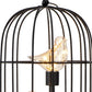 12" Black Battery Operated Round Lamp With Bird Cage Shade