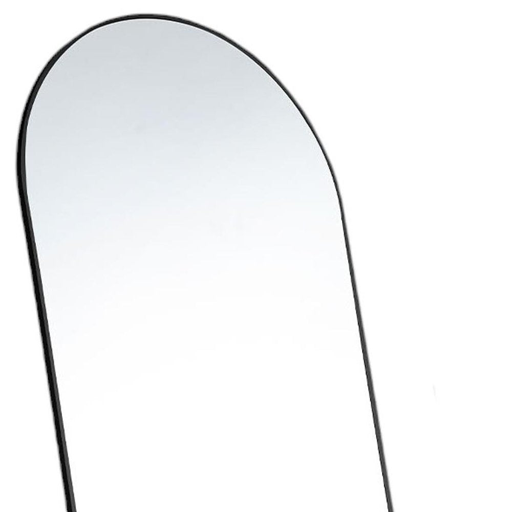63" Black Metal Arch Freestanding and Wall Mount Framed Full Length Mirror