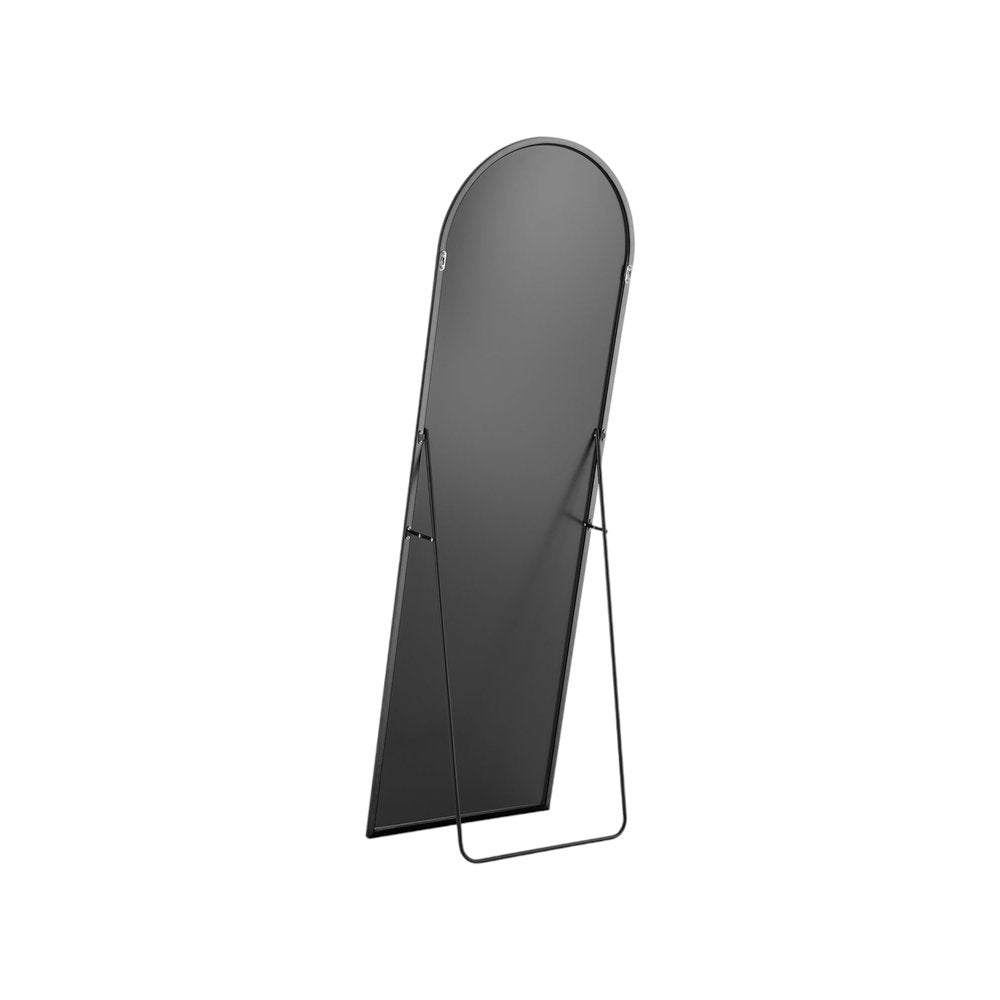 63" Black Metal Arch Freestanding and Wall Mount Framed Full Length Mirror