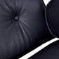 28" Black and Rosewood Tufted Genuine Leather Lounge Chair With Ottoman