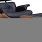 28" Black and Light Brown Tufted Genuine Leather Lounge Chair With Ottoman