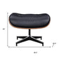28" Black and Light Brown Tufted Genuine Leather Lounge Chair With Ottoman