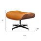 28" Orange and Light Brown Tufted Genuine Leather Lounge Chair With Ottoman