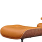 28" Orange and Light Brown Tufted Genuine Leather Lounge Chair With Ottoman