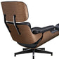 28" Black and Light Brown Tufted Genuine Leather Lounge Chair With Ottoman