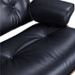 28" Black and Rosewood Tufted Genuine Leather Lounge Chair With Ottoman