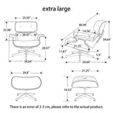 28" Black and Rosewood Tufted Genuine Leather Lounge Chair With Ottoman