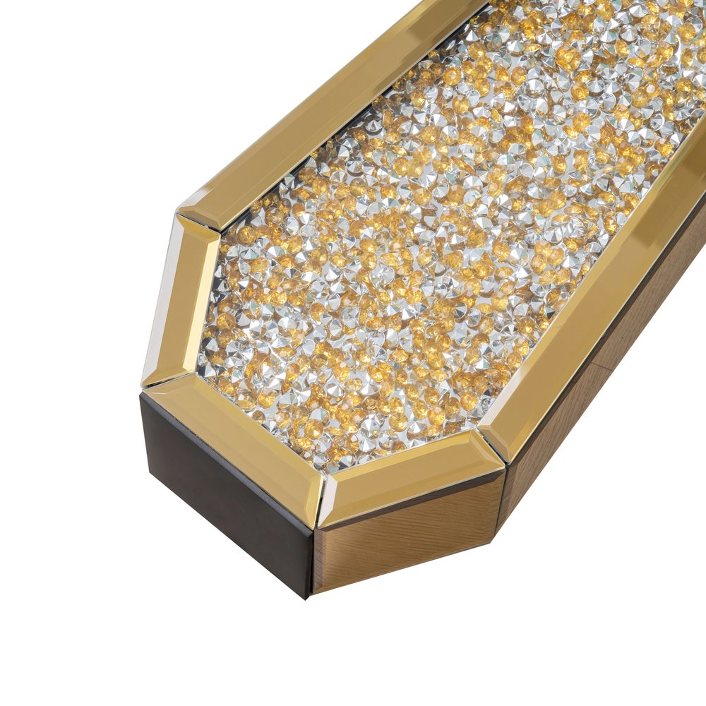 24" Gold Crystal Glass Floor Vase With Faux Crystals