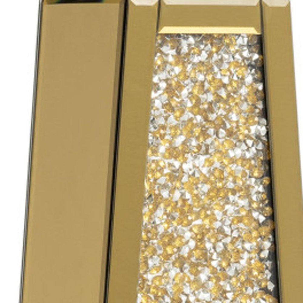 24" Gold Crystal Glass Floor Vase With Faux Crystals