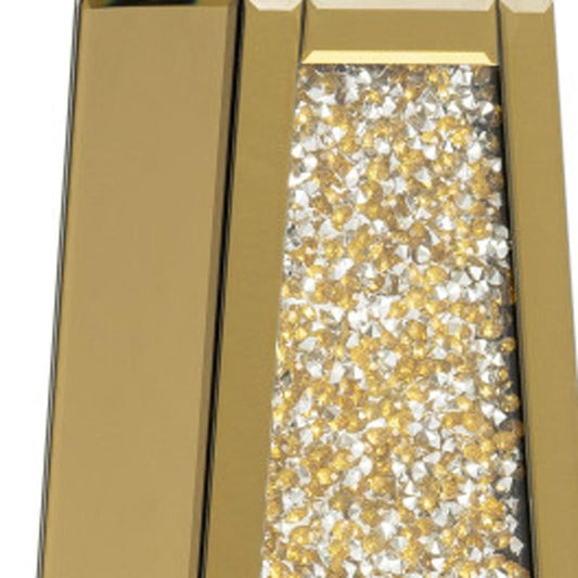 24" Gold Crystal Glass Floor Vase With Faux Crystals