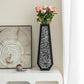 24" Black Crystal Glass Floor Vase With Faux Crystals