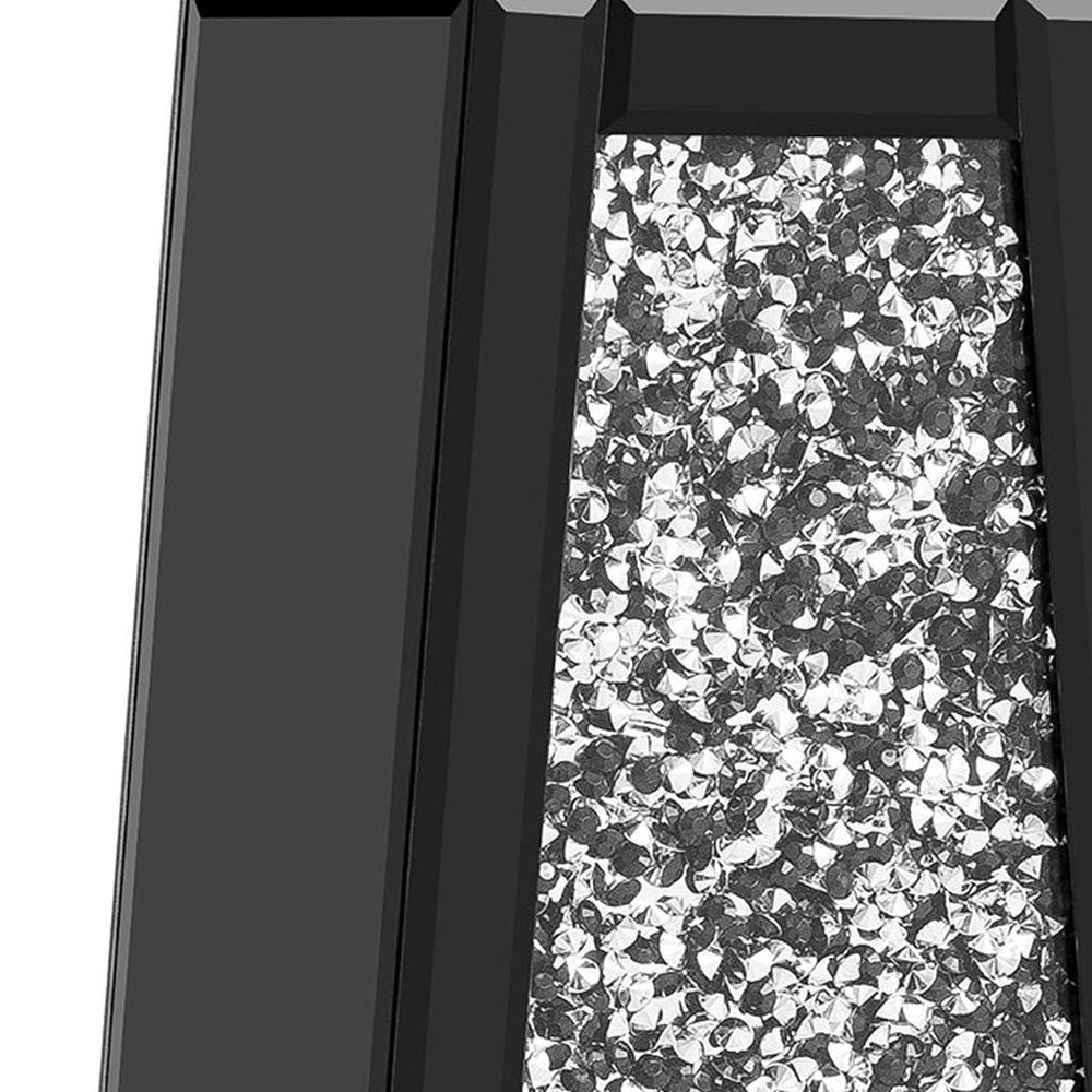 24" Black Crystal Glass Floor Vase With Faux Crystals