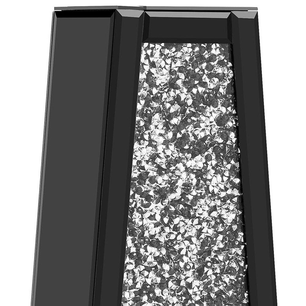 24" Black Crystal Glass Floor Vase With Faux Crystals