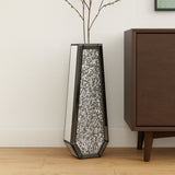 24" Black Crystal Glass Floor Vase With Faux Crystals