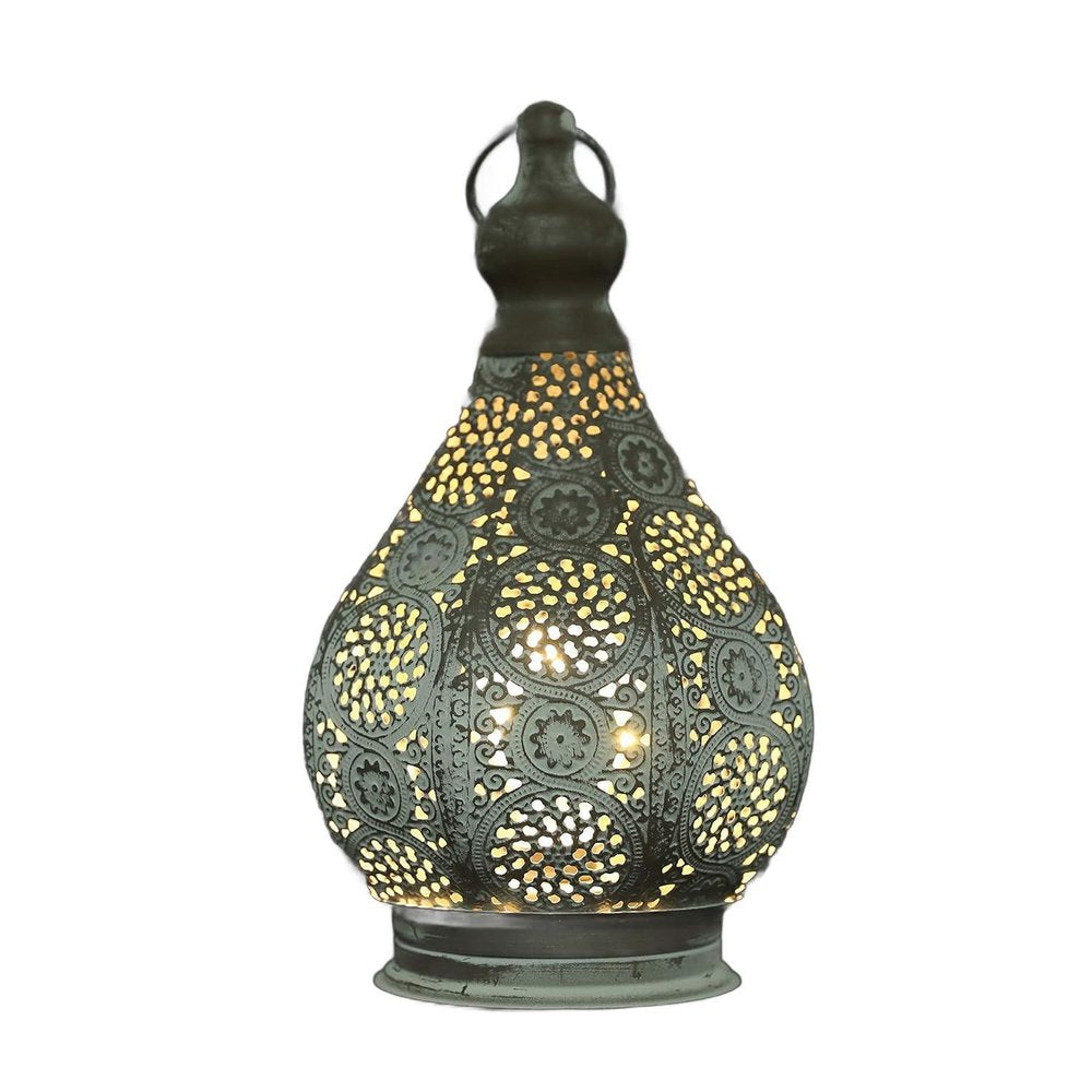 12" Gray Metal Novelty Bedside Lamp With Black Cone Shade