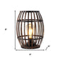 8" Black Battery Operated Novelty Bedside Lamp With Cage Shade