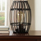 8" Black Battery Operated Novelty Bedside Lamp With Cage Shade