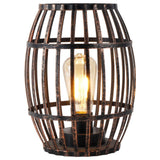 8" Black Battery Operated Novelty Bedside Lamp With Cage Shade